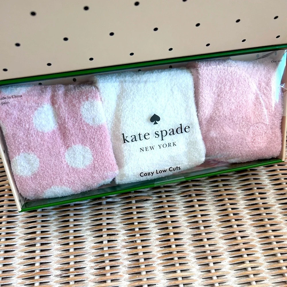 #25 Kate Spade New York Cozy Low Cuts socks pink dots fuzzy stocking stuffers